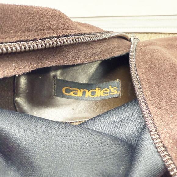 Vintage Y2K Candie’s Brown Faux Suede Knee High Boots Women's Size 10 Side Zip - Picture 9 of 10